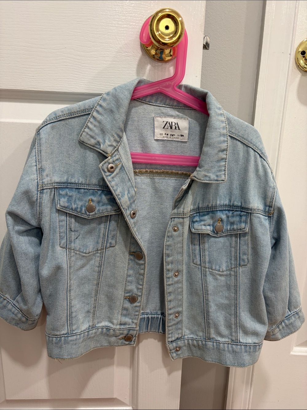 ZARA Light Wash Kids Denim Jacket in Pale Blue